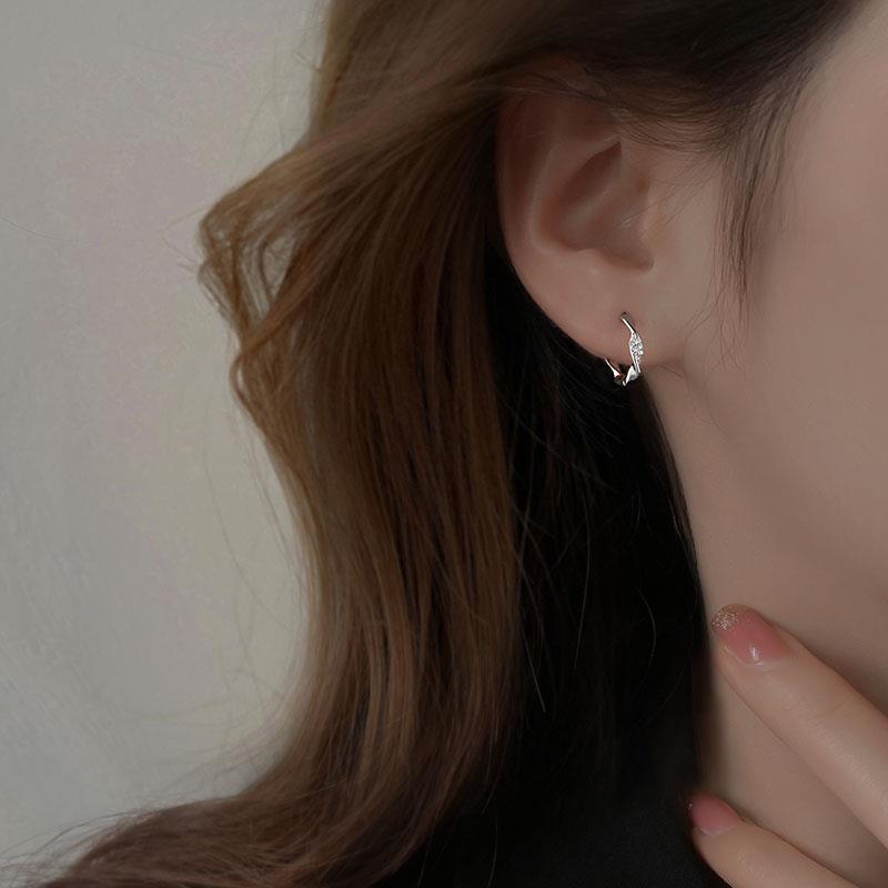 925 Sterling Silver Diamond-Studded Hoop & Stud Earrings for Women - 2022 Trend Design Ear Cuffs