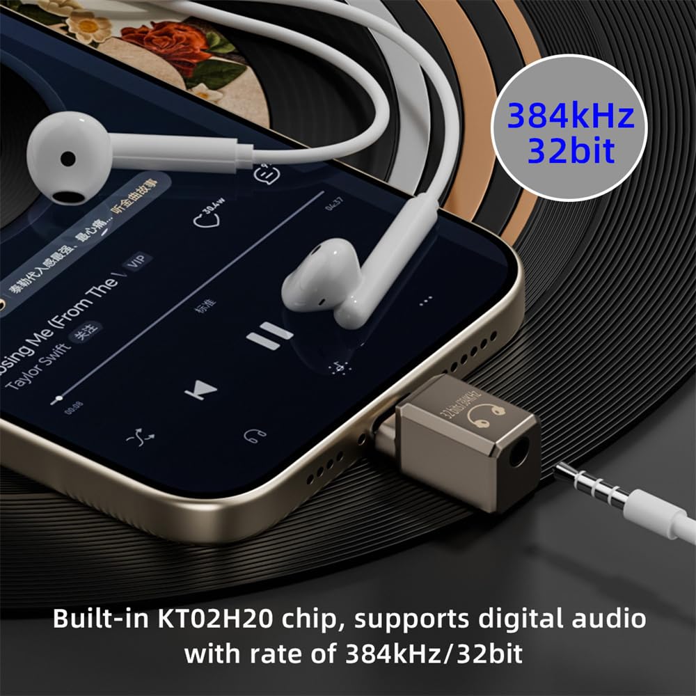 Xiwai Typ C zu Audio AUX HiFi DAC Kopfhörerkonverter MIC Soundkarte 384kHz 32 Bit Adapter KT02H20 Kompatibel OMTP CTIA Laptop Tablet Telefon USB-C