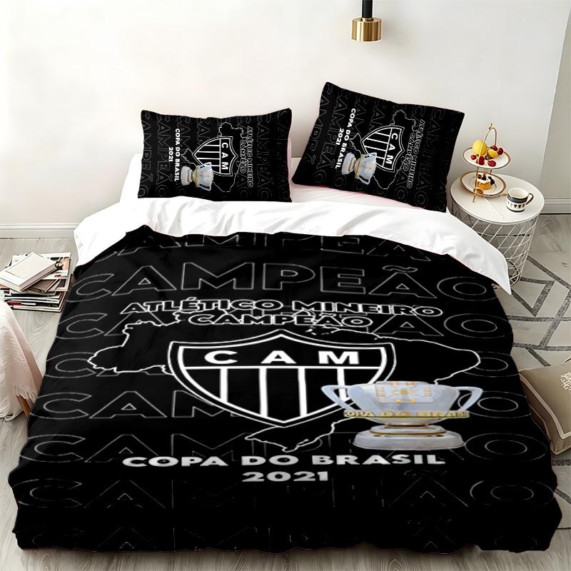 Clube Atletico Mineiro 3pc Set Perfect for Bedroom Use Comfortable Bedding Set Includes a Duvet Cover and Two Pillowcases Ideal Birthday or Christmas