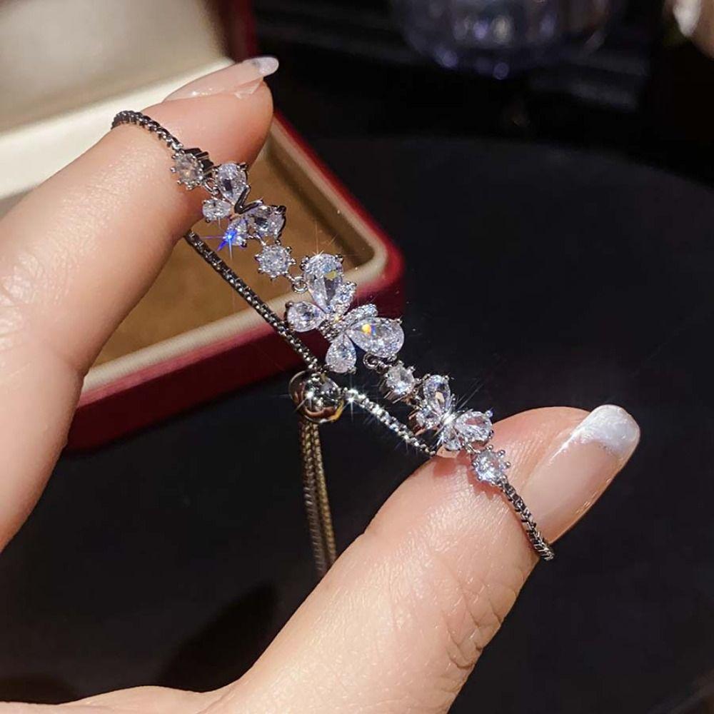 Delicate Crystal Butterfly Bracelet Adjustable Vintage Zircon Bangles Rhinestone Bracelet  Gift