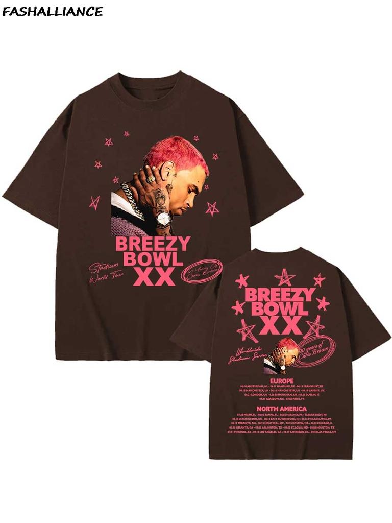 Chris Brown Tag Tshirt Breezy Bowl Xx Tour 2025 Tshirts Unisex Harajuku Oneck Short Sleeve T Shirt Streetwear Fans Gift Cb10