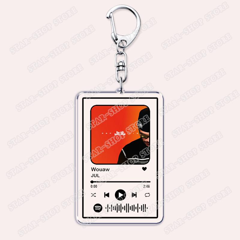 

Hot French Marseille Rapper JUL Music Keychains for Women Accessories Bag D&P À Vie Songs Playlist Code Keying Jewelry Fans Gift