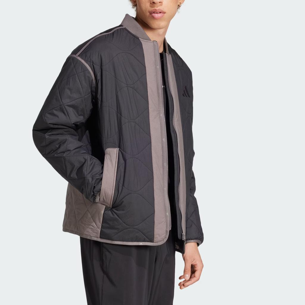 Adidas Lehká Polstrovaná Série Pohodlná Teplá Barevně Blokovaná Prošívaná Sportovně Neformální Bavlněná Bunda Unisex Bunda Černá Uhlová Karbonově Černá JG5936