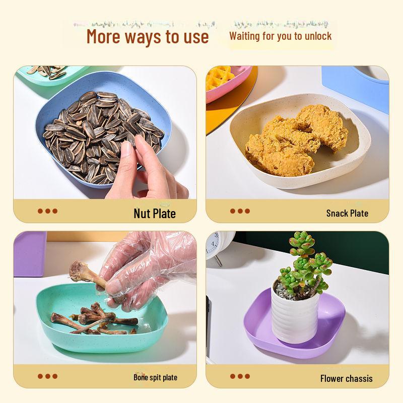 Creative Japanese Bone-Spitting Dish: Cute Plastic Plate with Base for Snacks & Storage