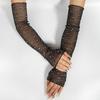 Fashion Long Sunscreen Lace Gloves Women's Thin Fingerless Gloves Outdoor Breathable Mesh Sexy Rhinestone Decor Sleeves