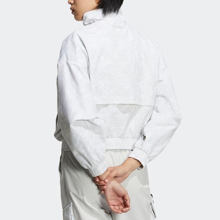 Adidas Originals Three Stripes Patch Pocket Stand Collar Front Zip Sports Jacket Women Jacket Gray HS9507