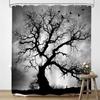 Tree Shower Curtain Black White Grey Sky Nature Branch Silhouette Landscape Men Cool Unique Cloth Fabric Waterproof Polyester