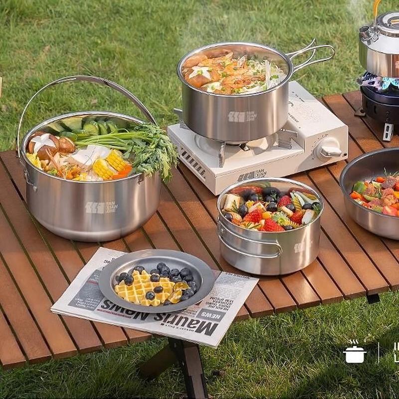 ZISIZ 304 Stainless Steel Outdoor Cookware 5-Piece Set
