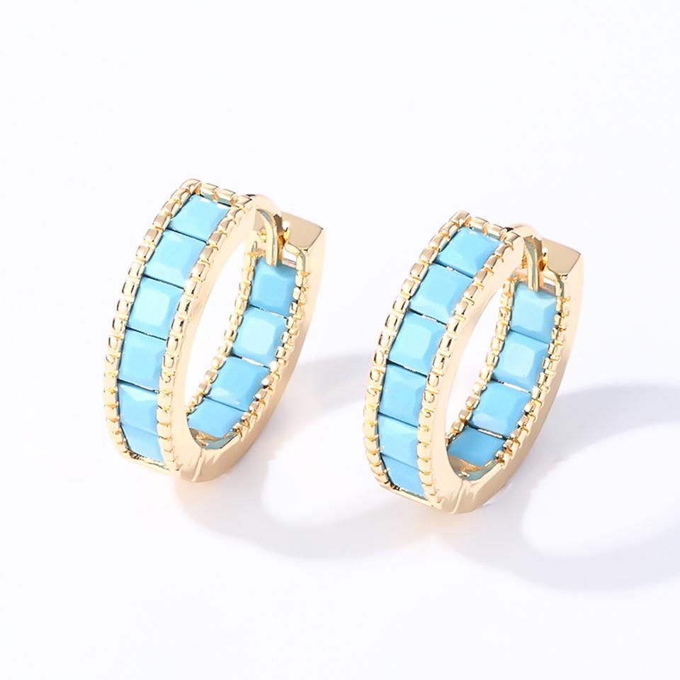 ZAKOL Geometric Square Colorful Zircon Hoop Earrings for Women Girls Fashion Minimalist Ear Accessories Shiny Crystal Zircon
