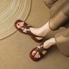 Fashion 2024 New Summer Sandals Women open Toe Low Heel Fashion Women Shoes Genuine Leather Simplicity Sandals for Women Flat Sandals