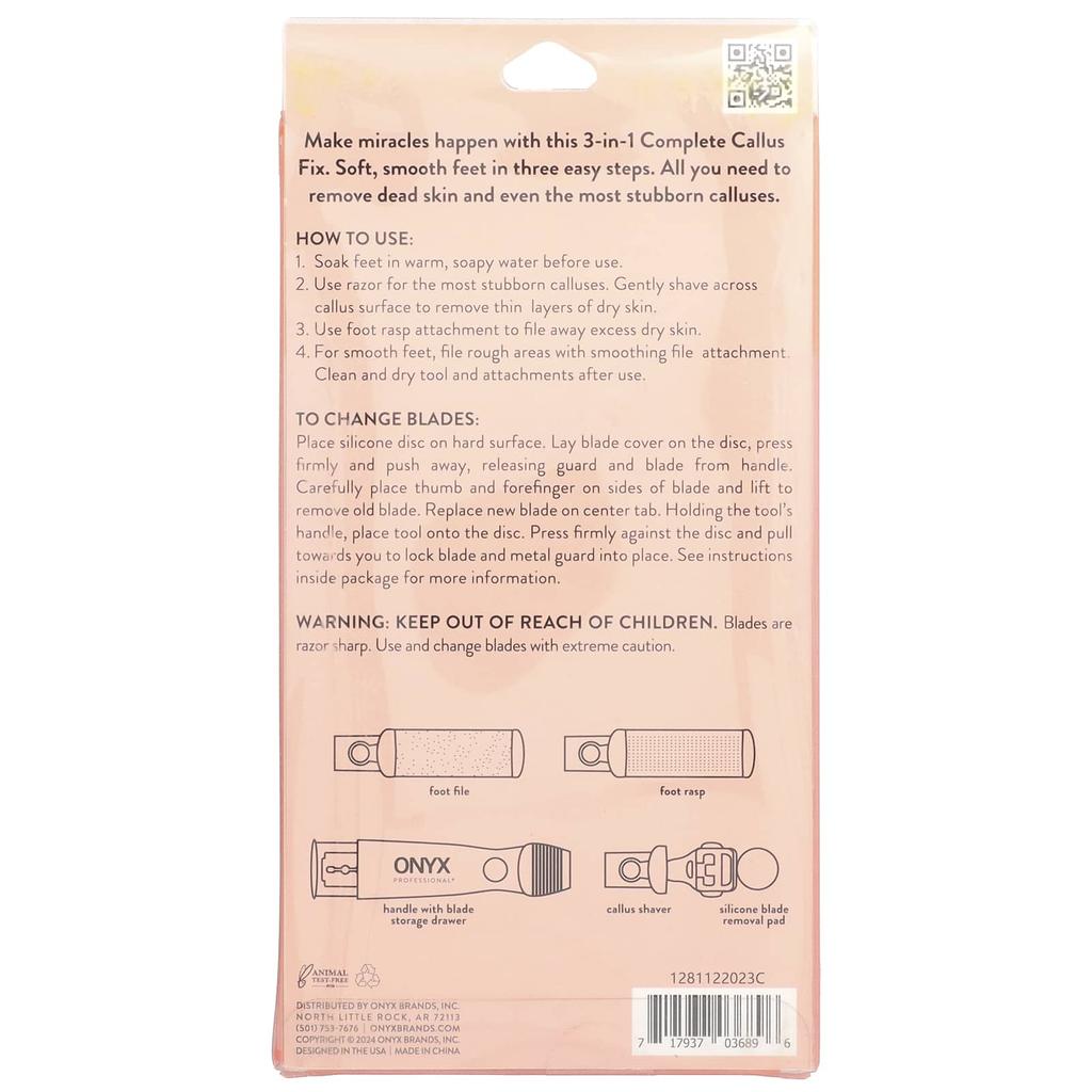 Onyx Professional, 3-Stufen-Wunder, 3-in-1 Komplette Hornhautkorrektur, 4-teiliges Set