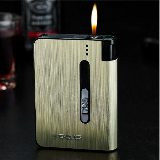 Focus YH026A10 Automatic Pop-up Cigarette Case & Lighter - Portable, Moisture-Proof, Pressure-Resistant