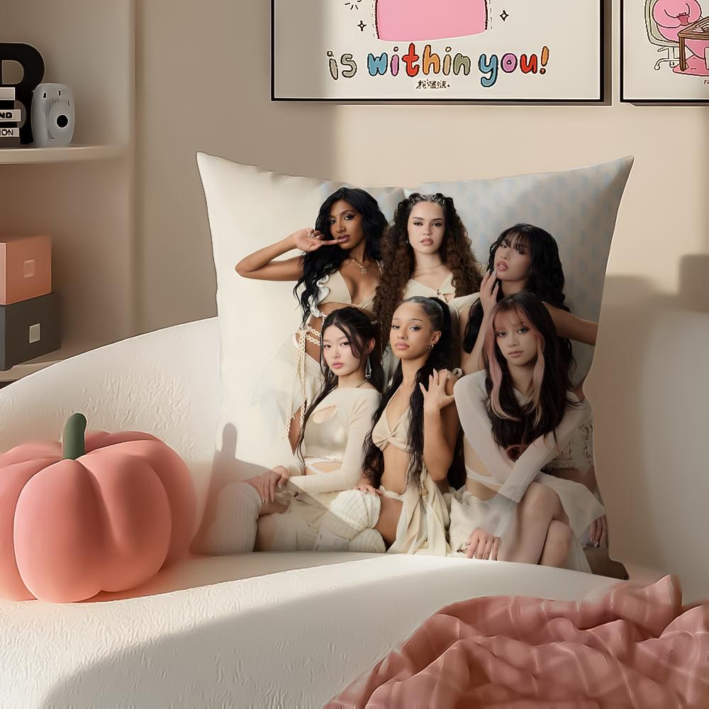 Pop Girl Group KKATSEYE Cushion Cover Pillowcase Short Plush Invisible zipper Room Sofa Cushion Cover