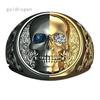 Exquisite zweifarbige blaue und weiße Totenkopf-Ringe für Männer, Punk-Hip-Hop-Zirkon-Ring, Party, Geburtstag, Jahrestag, Geschenk, ästhetischer Schmuck