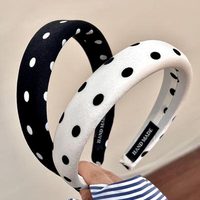 Chic Polk Dots Print Headband with Sponge Padding Women Girls Casual Hair Accesory