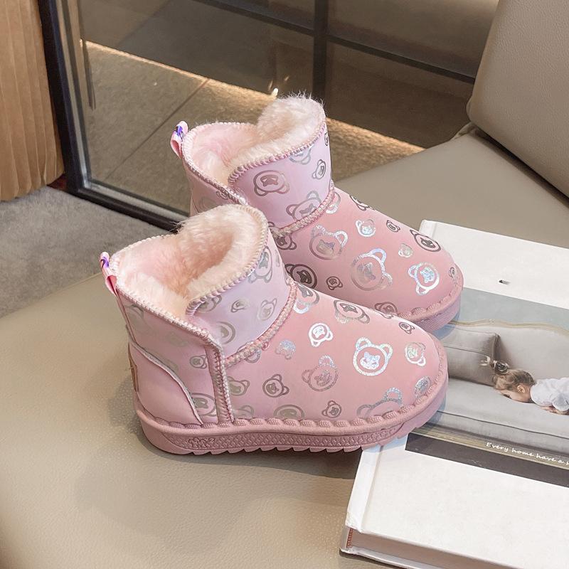 Girls' Snow Boots New Winter Soft Soles with Wool Thickened Princess Shoes Children Boys Cotton Shoes