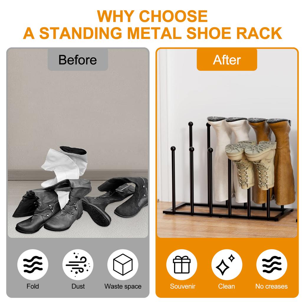 Free Standing Boot Rack Organizer Metal Boot Storage Rack Removable Tall Boot Storage Rack Multifunctional Boot Holder Home