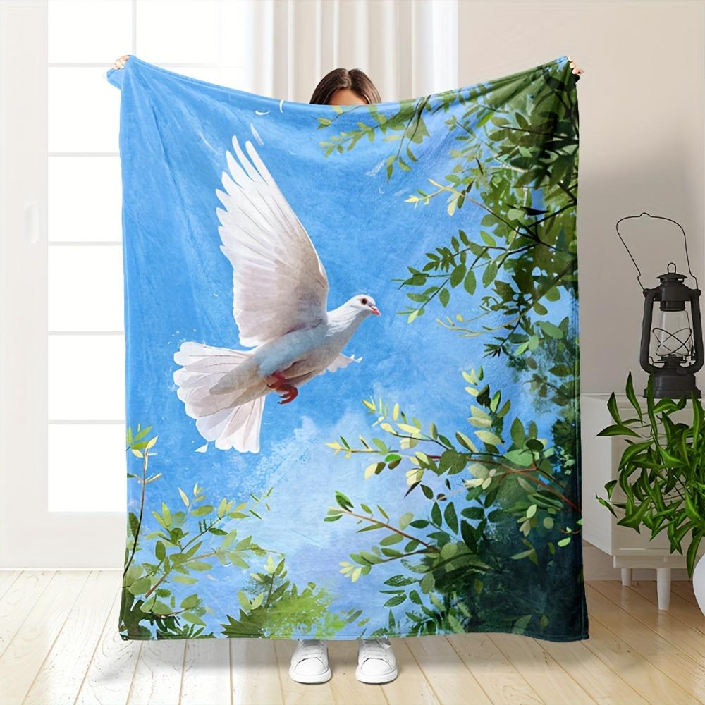 Dove of Peace Soft Fleece Throw Blanket - Cozy White Dove Design Perfect for Bedroom Decor & All Seasons