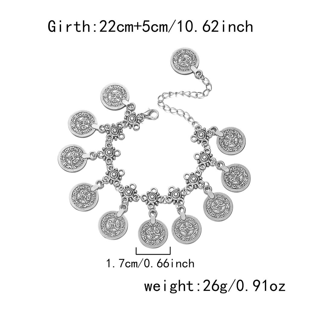 Vintage Coin Pendants Anklets for Women Bohemian Ethnic Metal Retro Coin Foot Chain Summer Beach Vacation Jewelry Accessories