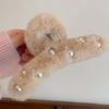 Adorabile Pinza Artiglio Peluche Perla: Accessorio Capelli Autunno & Inverno per la Nuca, Grande Pinza a Squalo da Ragazza