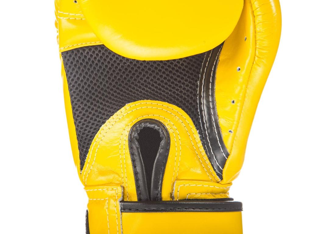 Fairtex Genuine Leather Boxing Gloves BGV1 Breathable Yellow 14oz