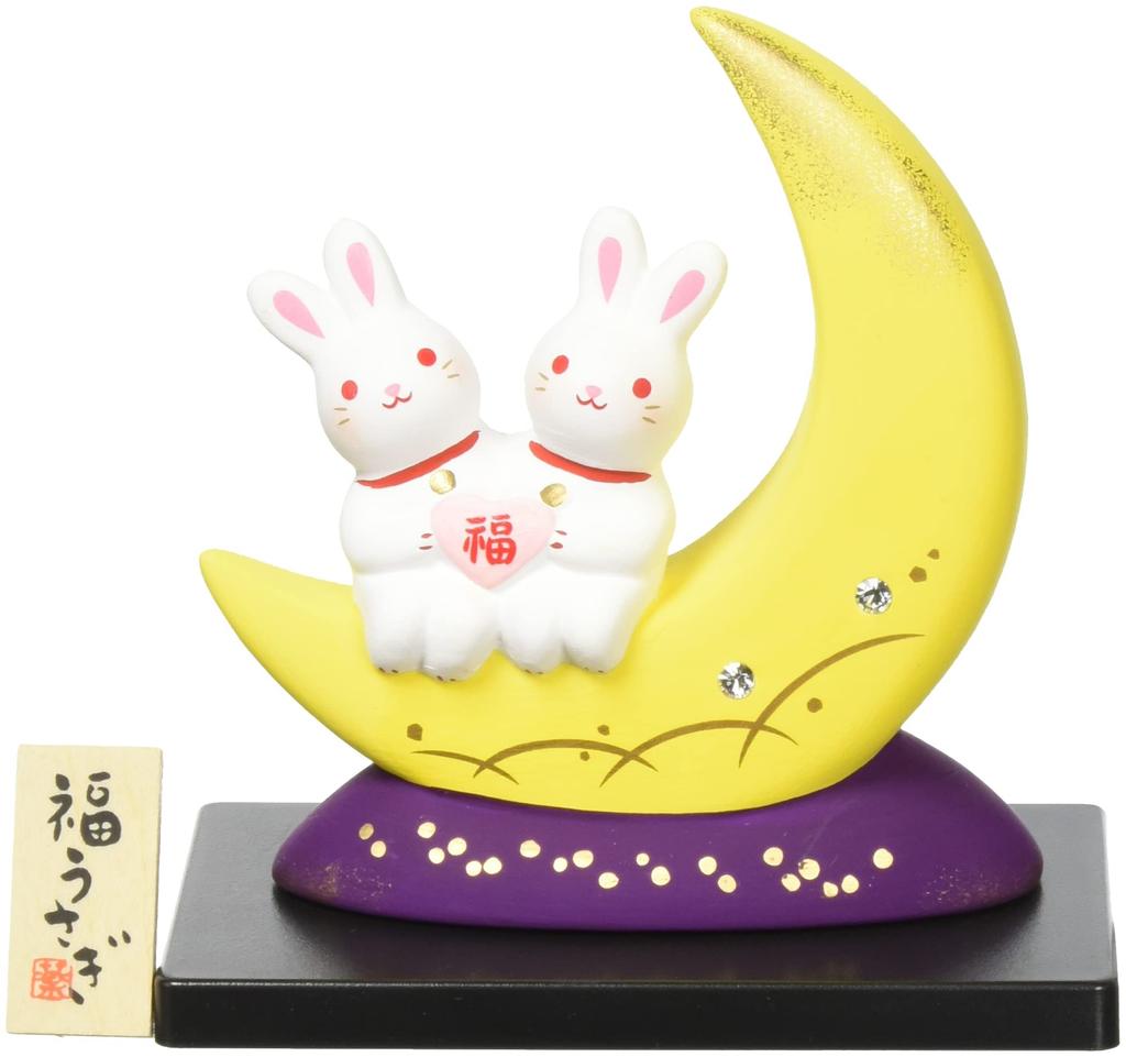 Yakushi Kiln Nishikisai Lucky Moon Rabbit crystal (Manpuku) (with glass)