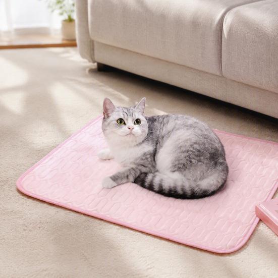 Breathable Summer Pet Bed Cooling Mat, Ice Silk Dog Pad, Washable Non Electric Pad for Pets Dogs And Cats, Floor Sofa