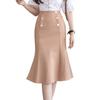Syvent Khaki 4 Tight High Perfect for Going 12F284 Women's Knee-Length Skirt, Colors, Ruffled, Fit, Waist, Knee-Length, Stylish, Elegant, Slimming,