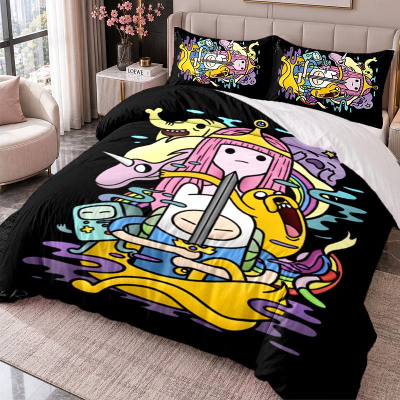 Adventure Time cartoon 3Pcs Bedding Set Duvet Cover With Two Pillowcases For Bedroom Home Decoration