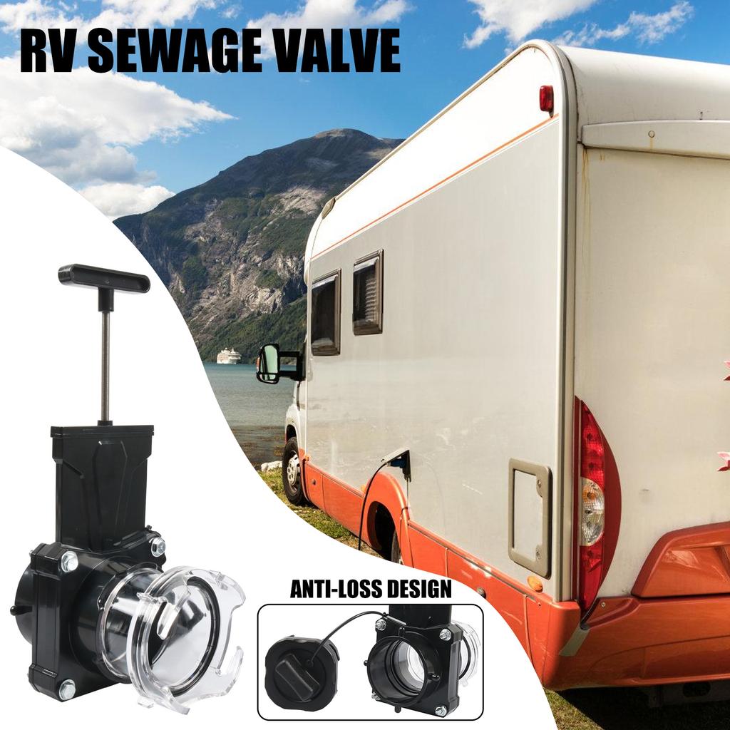 Manual Control 3 Inch Campers Trailer Waste Valves High Strength Plastic Construction Leak Proof Design For Outdoor Use