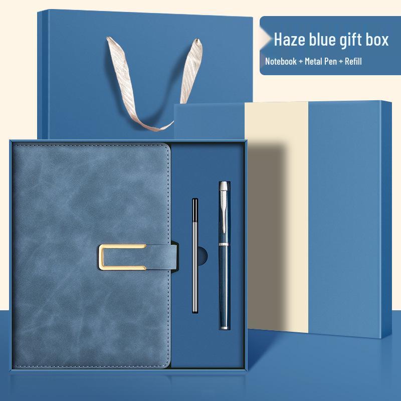 Custom Logo A5 Leather Notebook with Buckle - Thick, Soft, Business Stationery In a Gift Box Souvenir