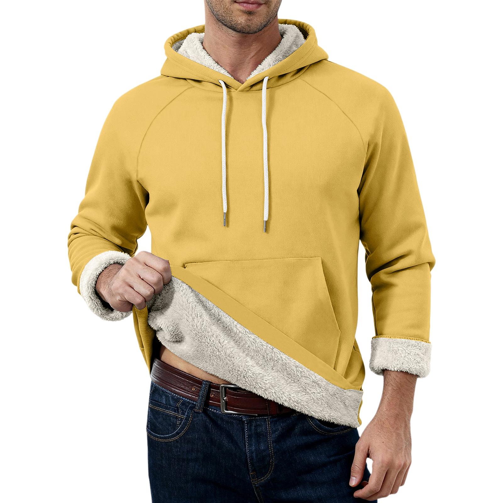 

Мужская повседневная флисовая толстовка с длинным рукавом и карманами XL жёлтый