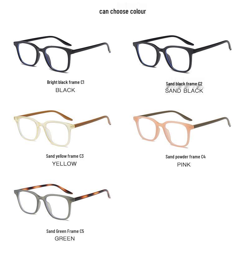 Unisex Ultralight Square Anti-Blue Light Glasses Frame, Non-Prescription with Myopia Lens Option
