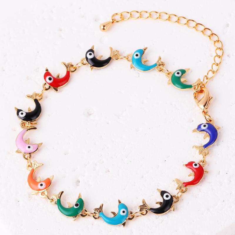 Gold Filled Mix Style Evil Eye Enamel Jewelry Gold Color Hand Turkish Chain Bracelet Boho Women Gift