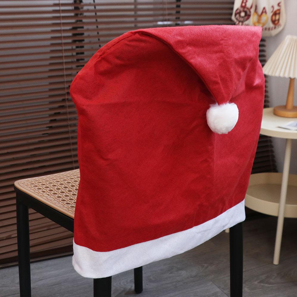 4pcs Soft Xmas Dinner Chair Seat Cover Solid Christmas Table Decor  Dress-up Props