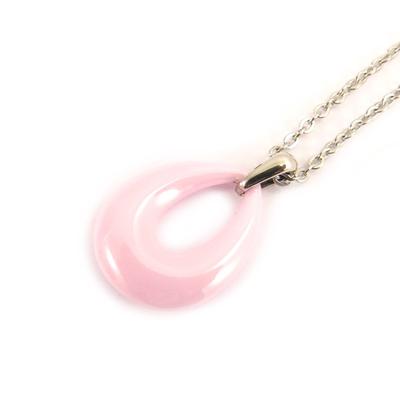 [L2136] - Halskette Stahl 'Choreographie' Keramik rosa