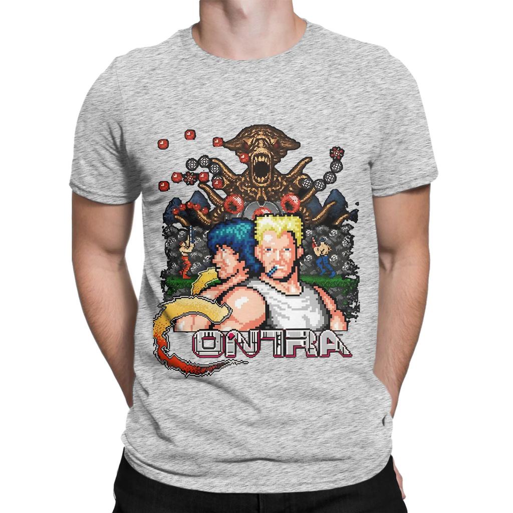 Contra Videogame Art Graphic Funny 100 Cotton TShirt Contra NES Tees Tops For Unisex