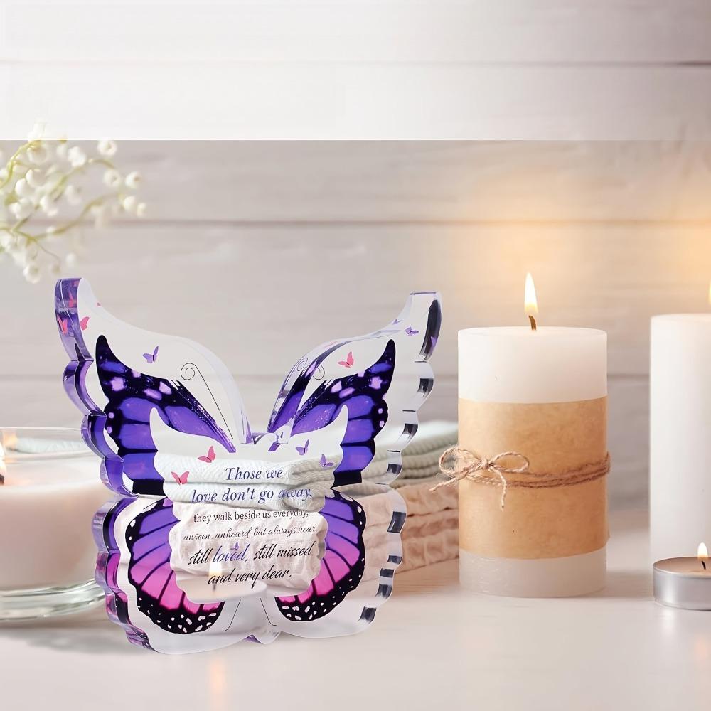 Butterfly Decorative Sign, Condolence Gift, Memorial Gift for The Loss of A Loved One, Nurseries, Home Desk Living Room Acrylic Decoration, Classic S