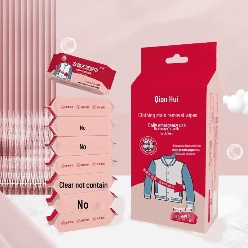 Portable No-Rinse Down Jacket Stain Remover Wet Wipes for Oil and Clothing Stains