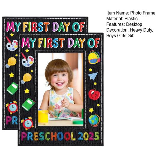 1/2Pcs My First Day of Preschool Picture Frame 2025 Kids First Day of School 4x6-Inch Photo Frame Decoration Boys Girls First Day of Kindergarten