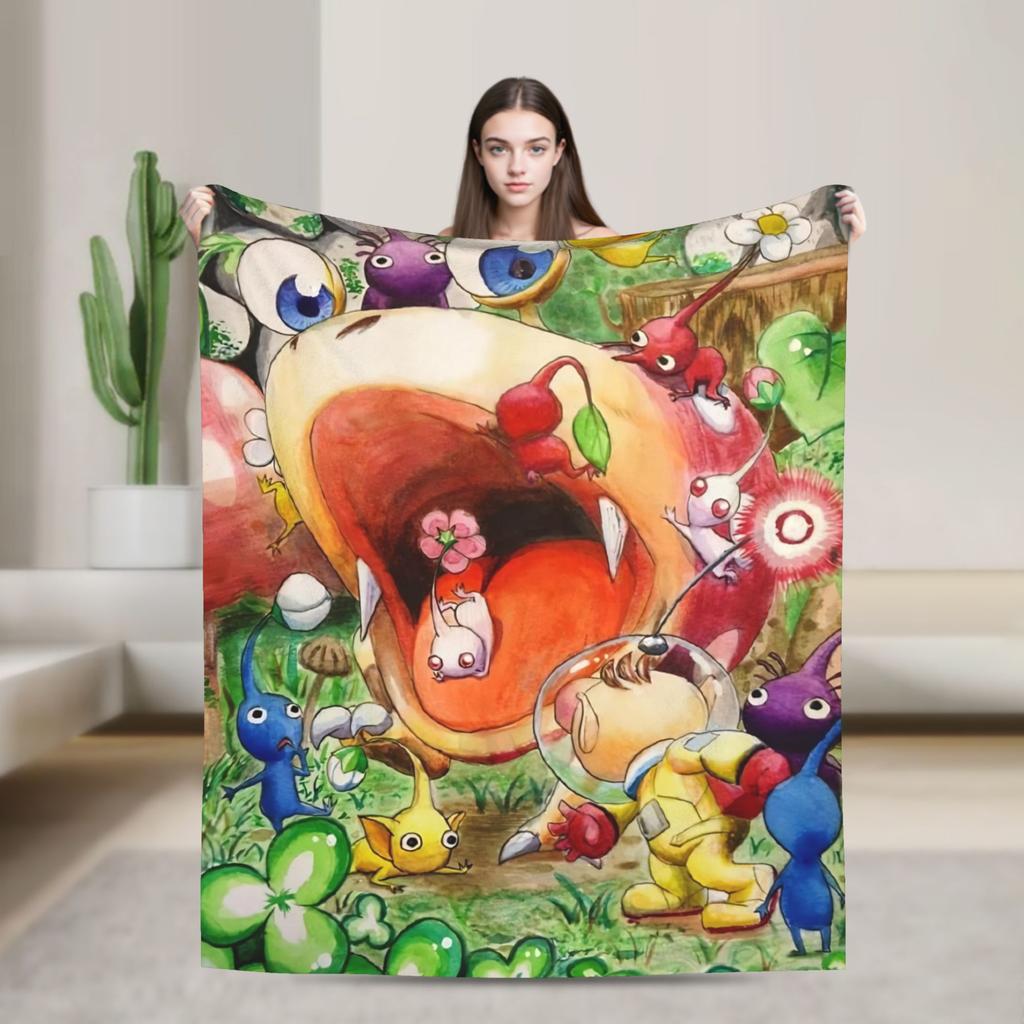 Pikmin Game Blanket  Super Soft Fluffy Plush Throw Blanket For Couch Bed Airplane Travel Flannel Bedspread Bed Cover