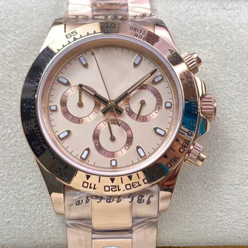 Reloj Mecánico Automático Laodijia Serie Daytona 40mm Oro Rosa para Hombre Panda