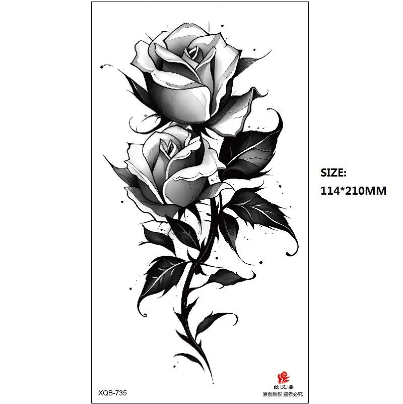 Emmy Black Series Butterfly Rose Flower Tattoo Sticker Set Water Transfer Paper