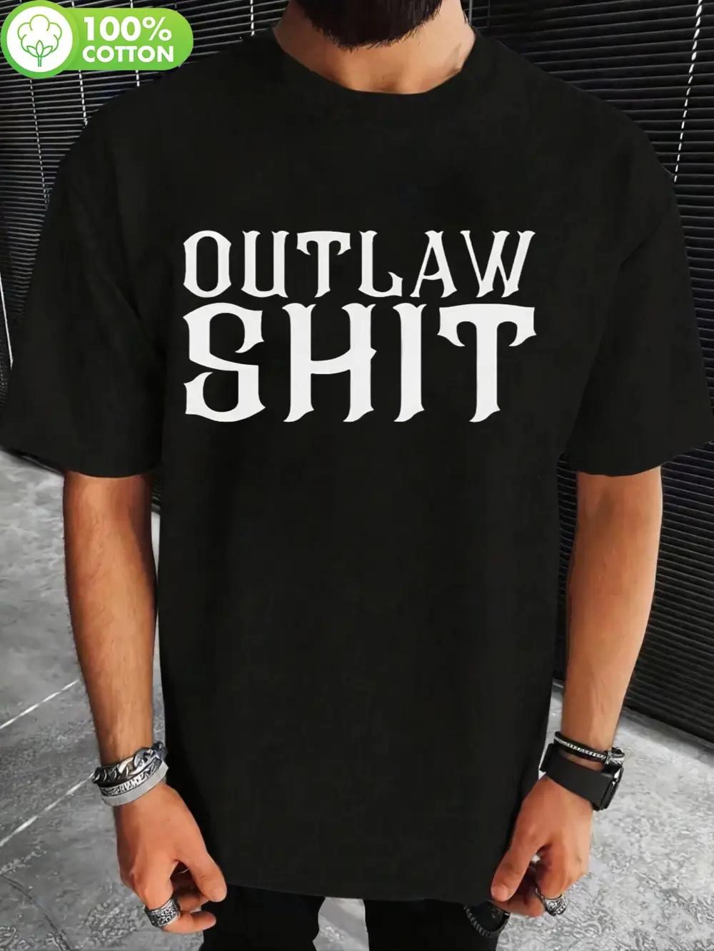 OUTLAW SHIT T-shirt - 100% Cotton Casual Crew Neck Tee with Bold OUTLAW SHIT Print M