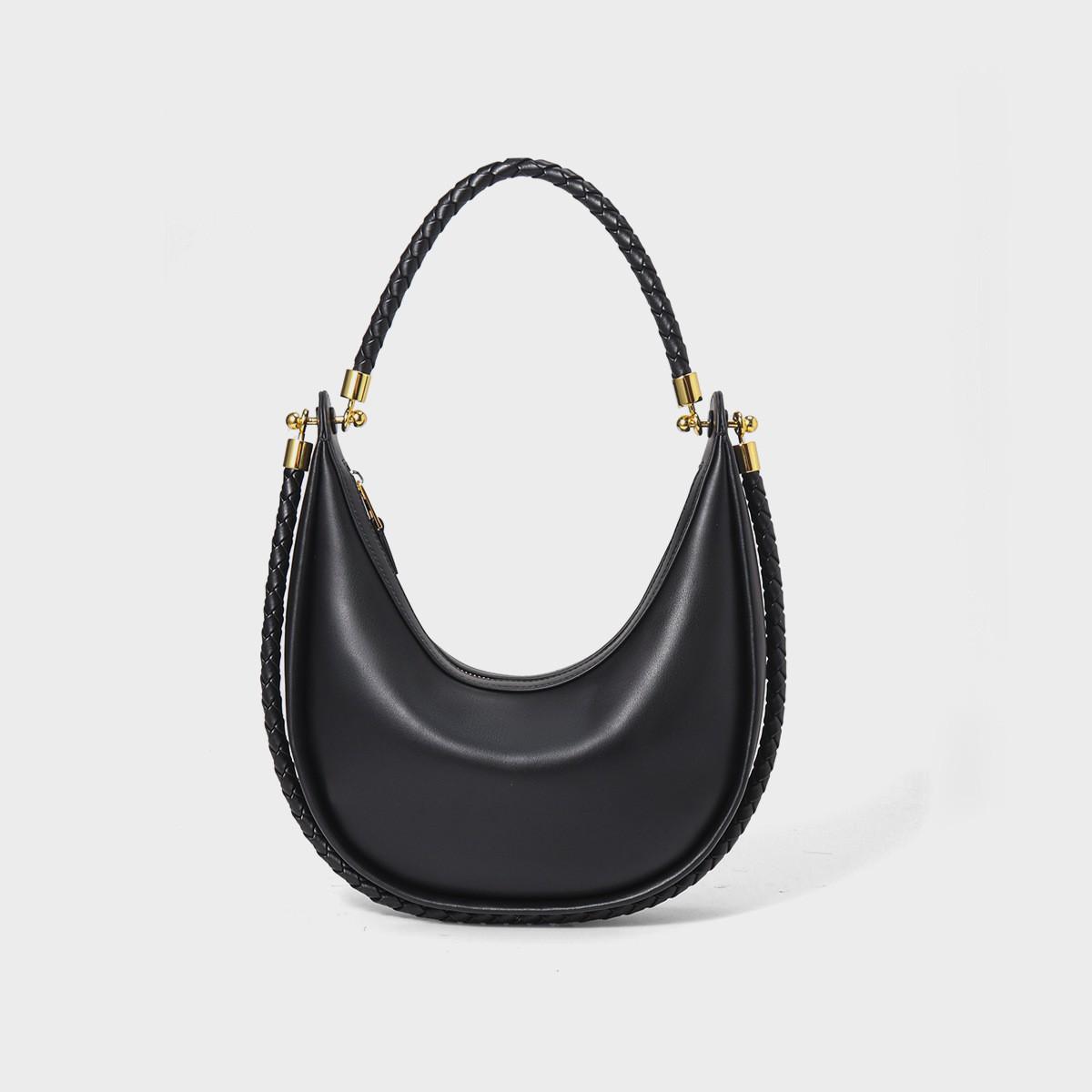 

Женская сумка из натуральной кожи Простая Модная Повседневная и Нишевый Дизайн Одноплечевая Сумка-подмышка чёрный