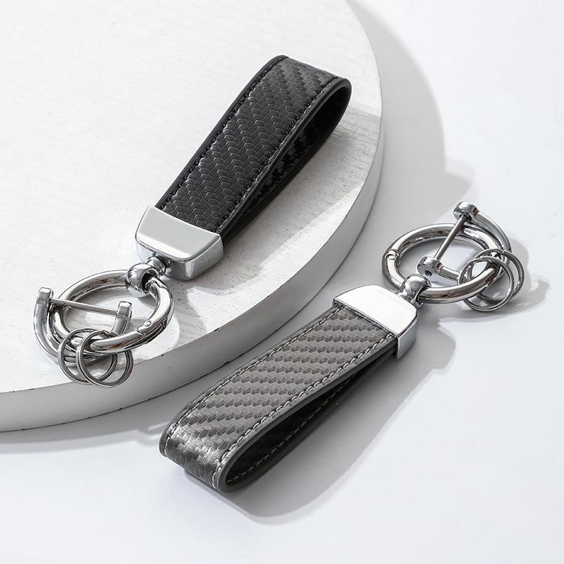 Carbon Fiber Pattern Car Keychain: Creative Anti-Lost Handmade Metal & Leather Men's/Women's Accessory