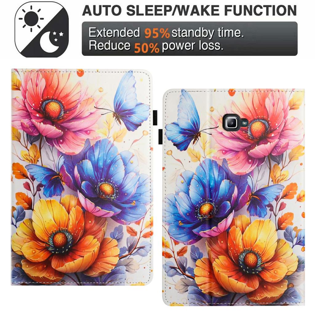 Kožené pouzdro s malbou v litchi vzoru pro Samsung Galaxy Tab A 10.1 (2016) Pouzdro na tablet T580 T585 se slotem na kartu s funkcí automatického probuzení/uspání