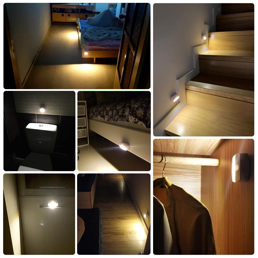 Motion Sensor Light Indoor LED Night Light Stick On Nightlight Battery Operated Lights for Hallway Stair Bathroom Closet Bedroom