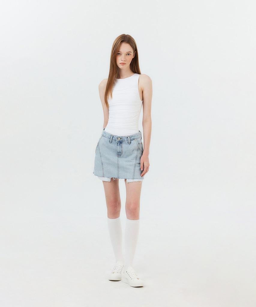 Potipo [W] Denim Short Skirt With Over Pocket Details
