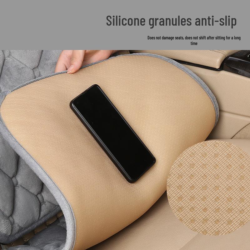 Winter Plush Car Seat Cushion – Non-Slip Thickened Pad with Backrest for Comfort